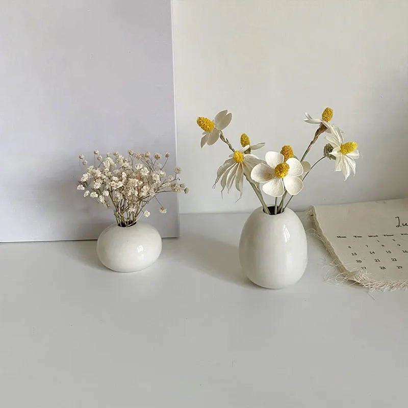 Vase rond céramique blanc