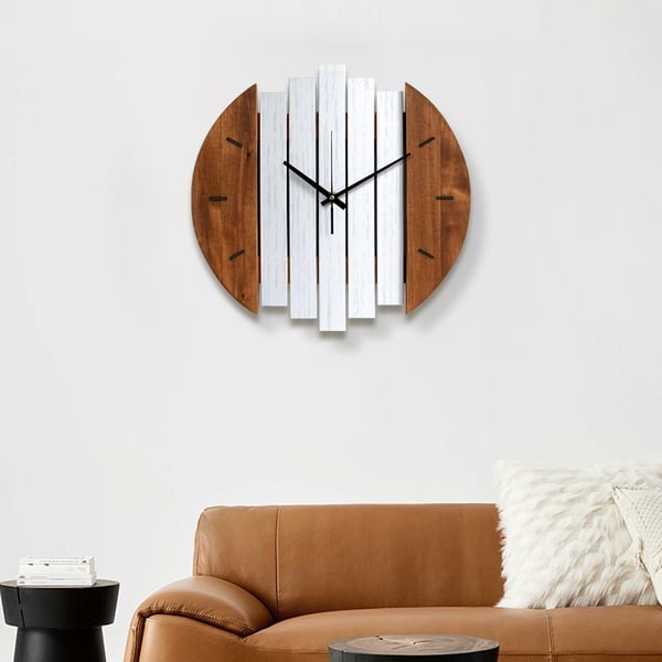 Horloge murale bois et blanc