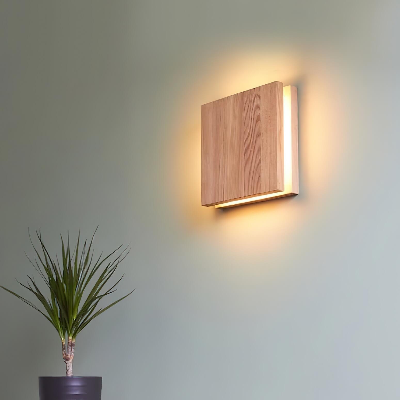Applique murale lampe intérieur en bois naturel compatible LED E27 42cm