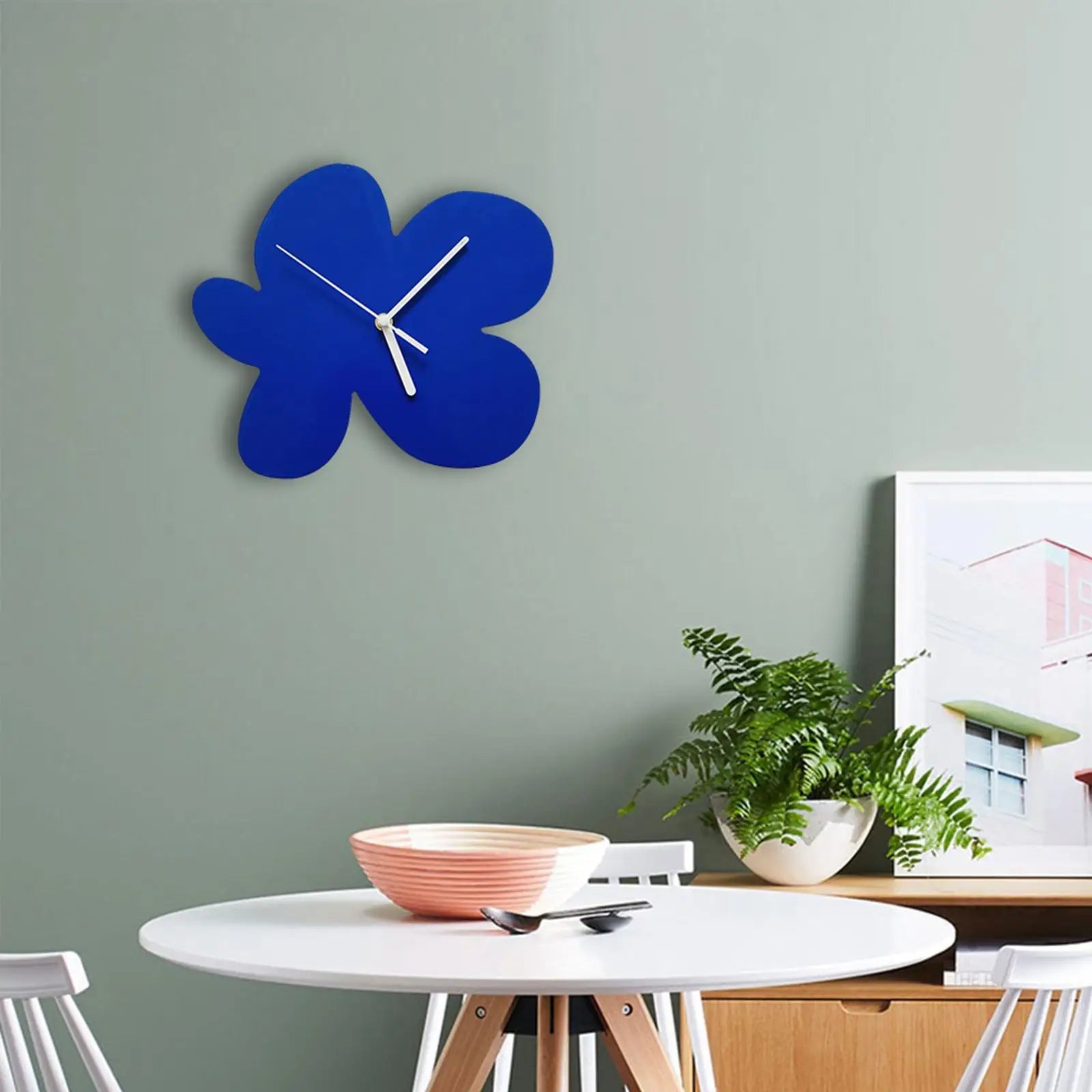 Horloge murale originale bleue fleur