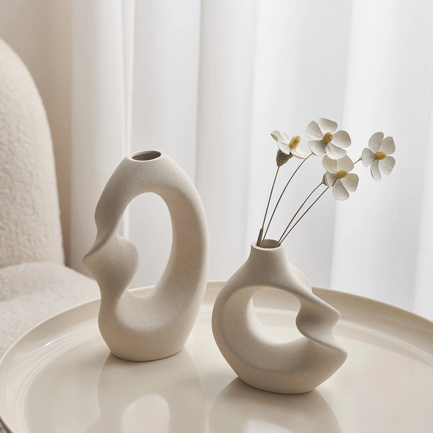 Vase moderne crème duo