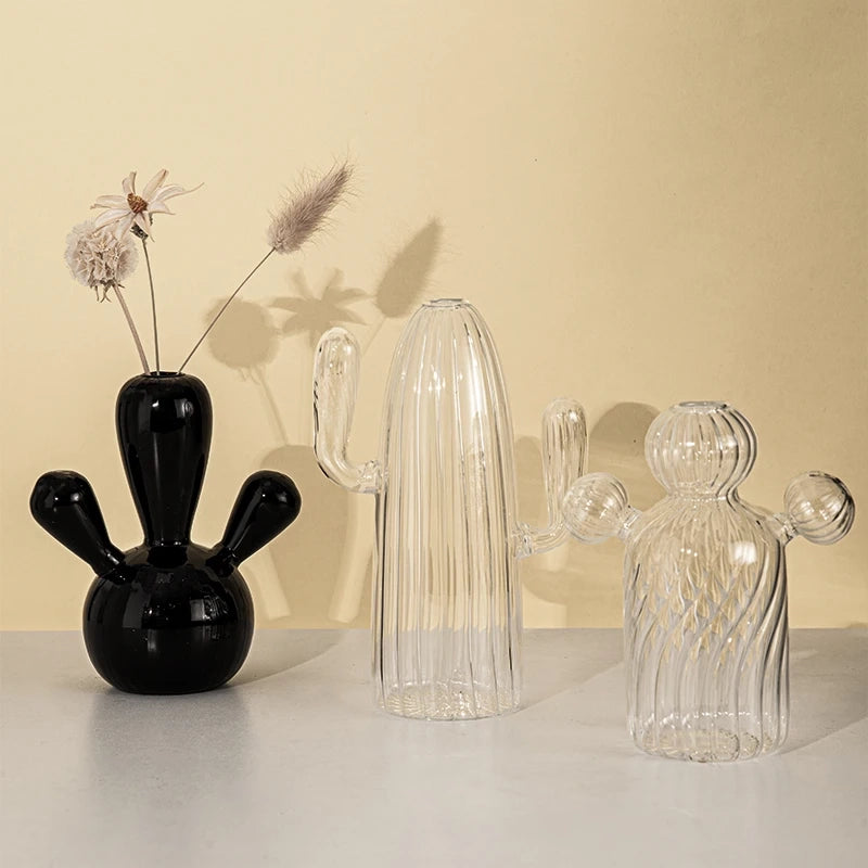 Vase original cactus moderne transparent