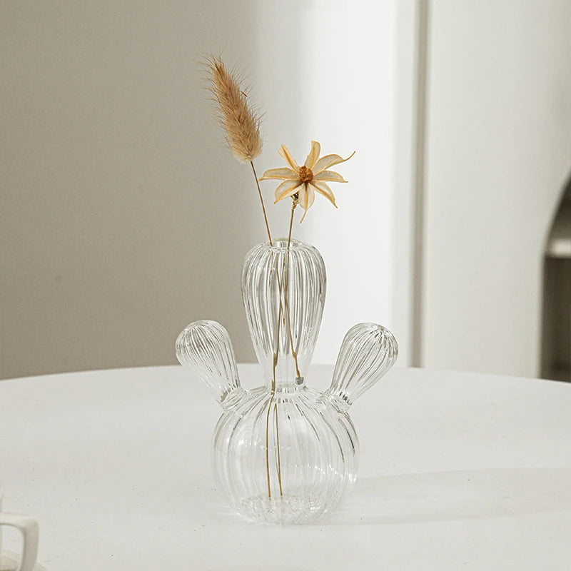 Vase original cactus moderne en verre