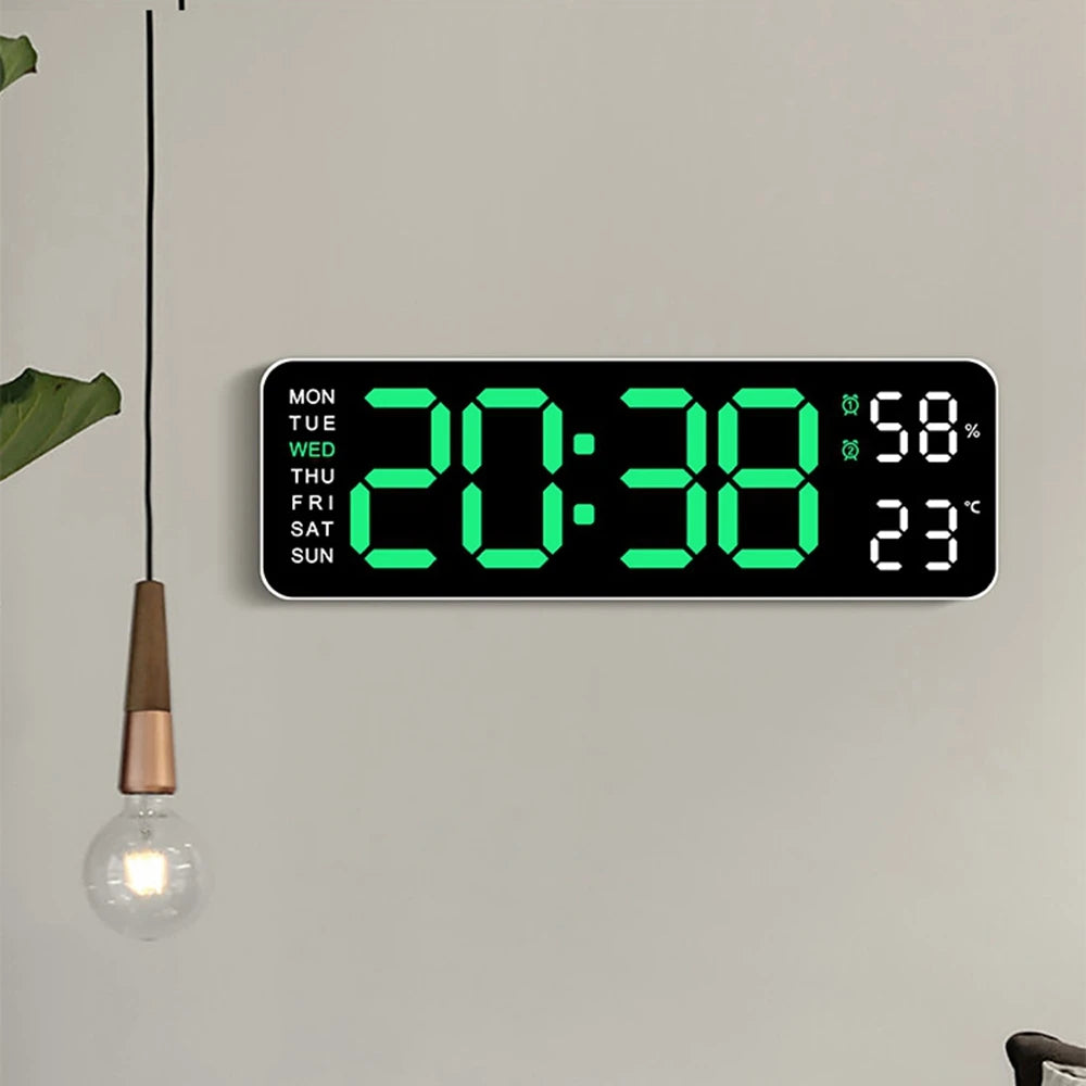 Horloge murale digitale cuisine vert