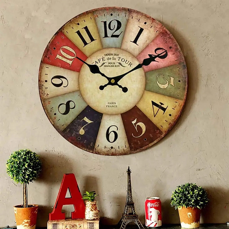 Horloge murale vintage rétro coloré