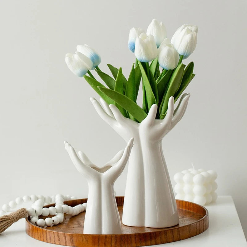 Vase original main blanc