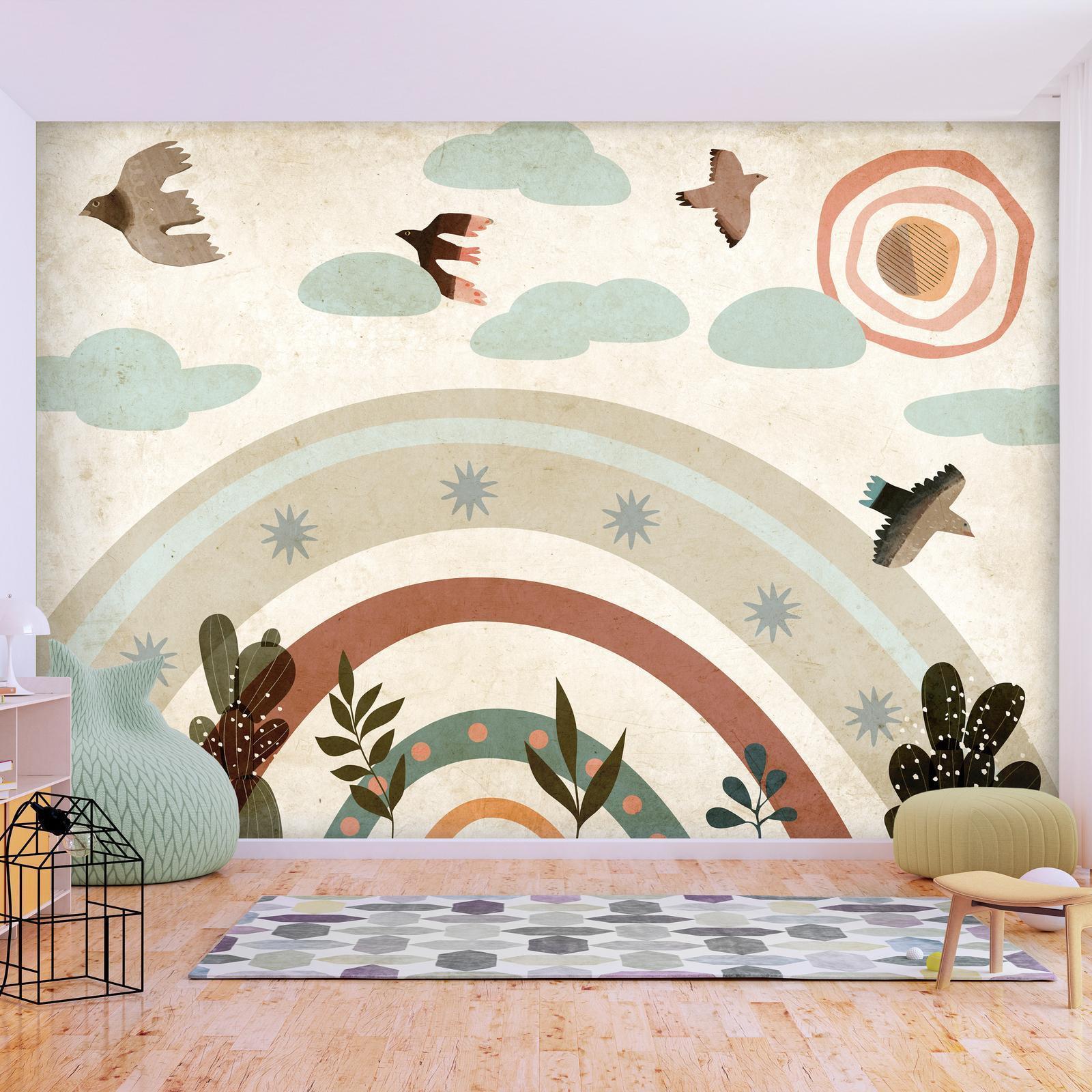 Oiseaux nuages vintage pour chambre enfant