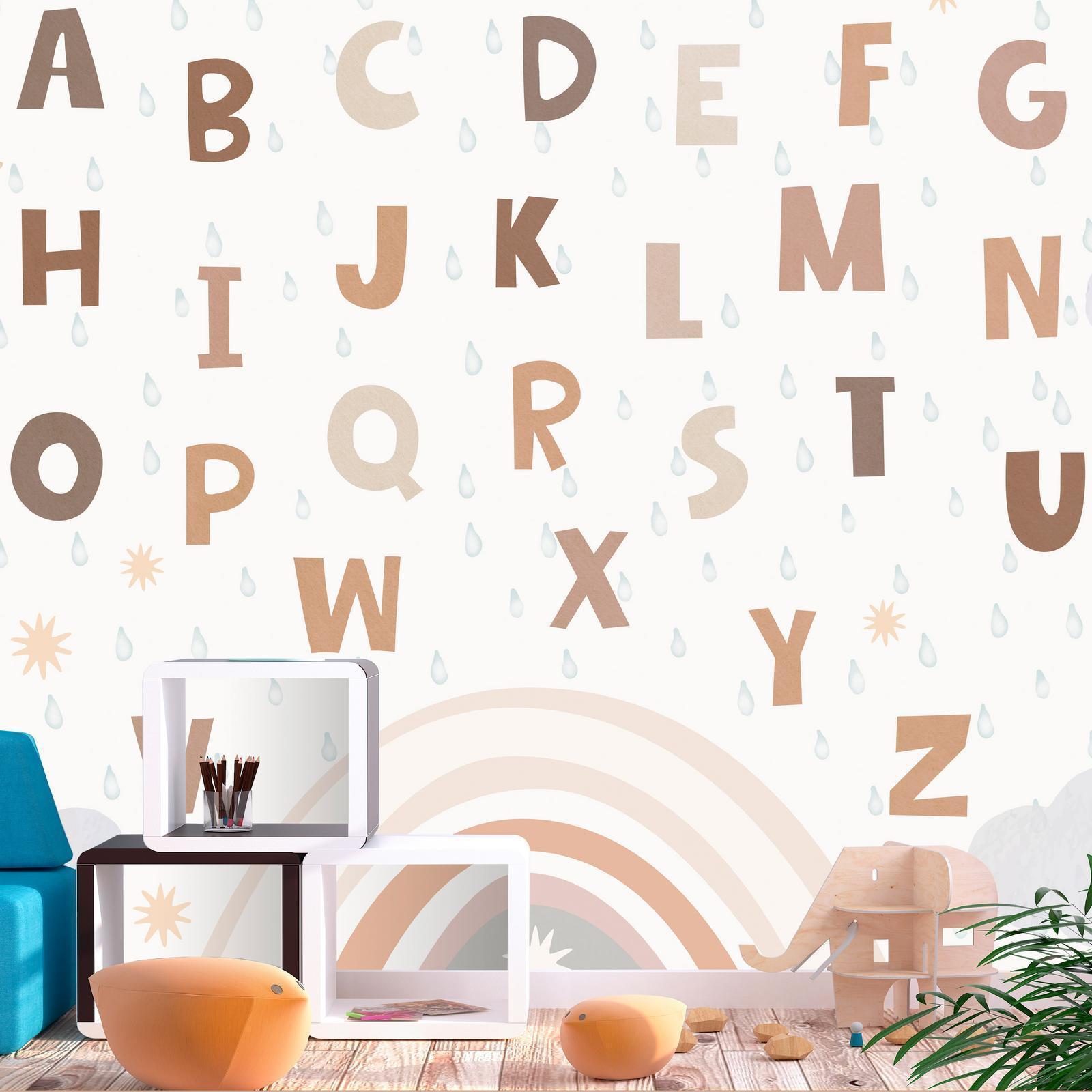 Papier peint éducatif alphabet tons doux