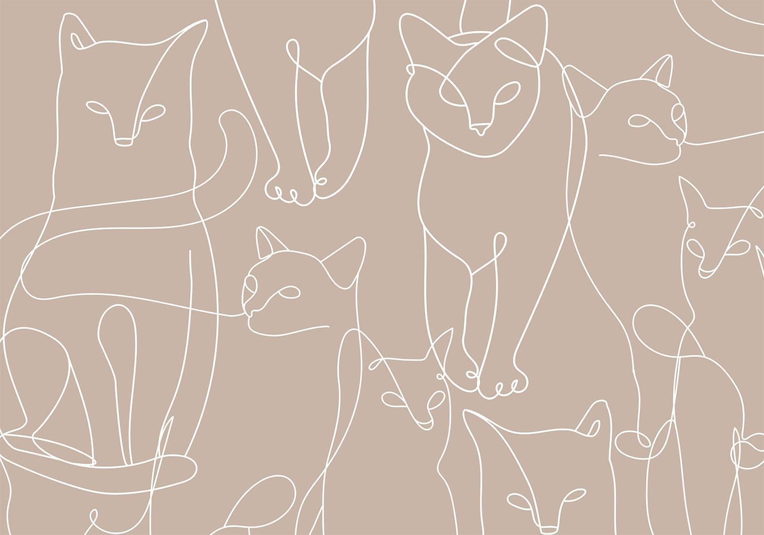 Papier peint chambre dessin minimaliste chats