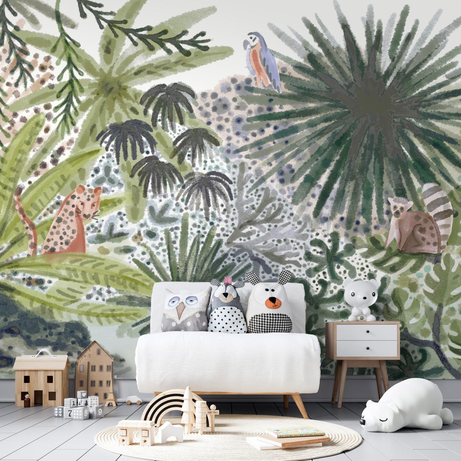 Papier peint aquarelle jungle tropicale relaxant