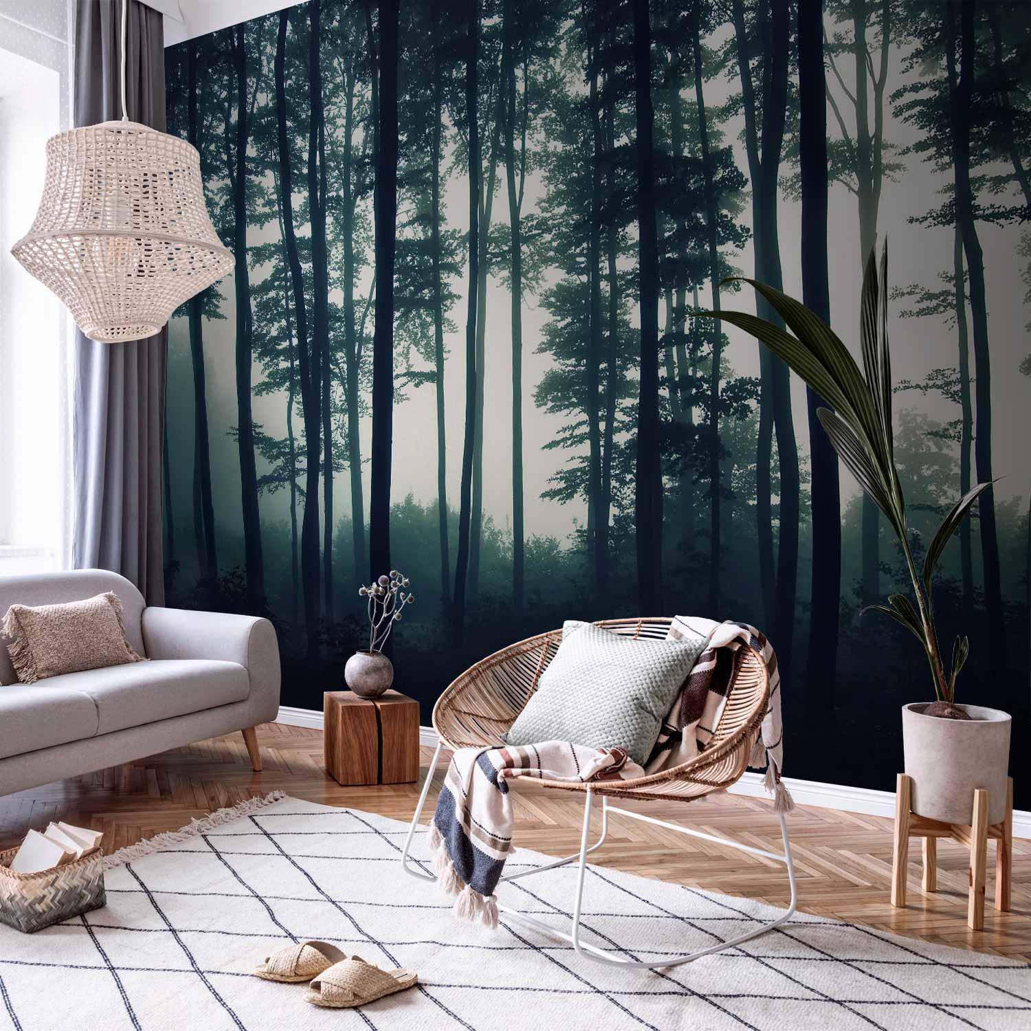 Papier peint chambre forêt mystérieuse apaisante