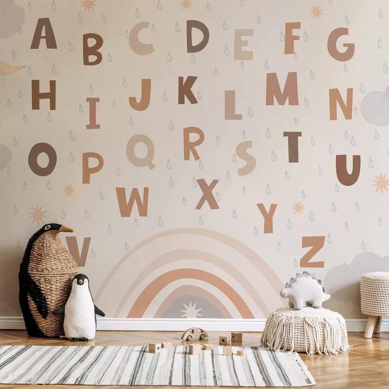 Papier peint chambre enfant alphabet ludique