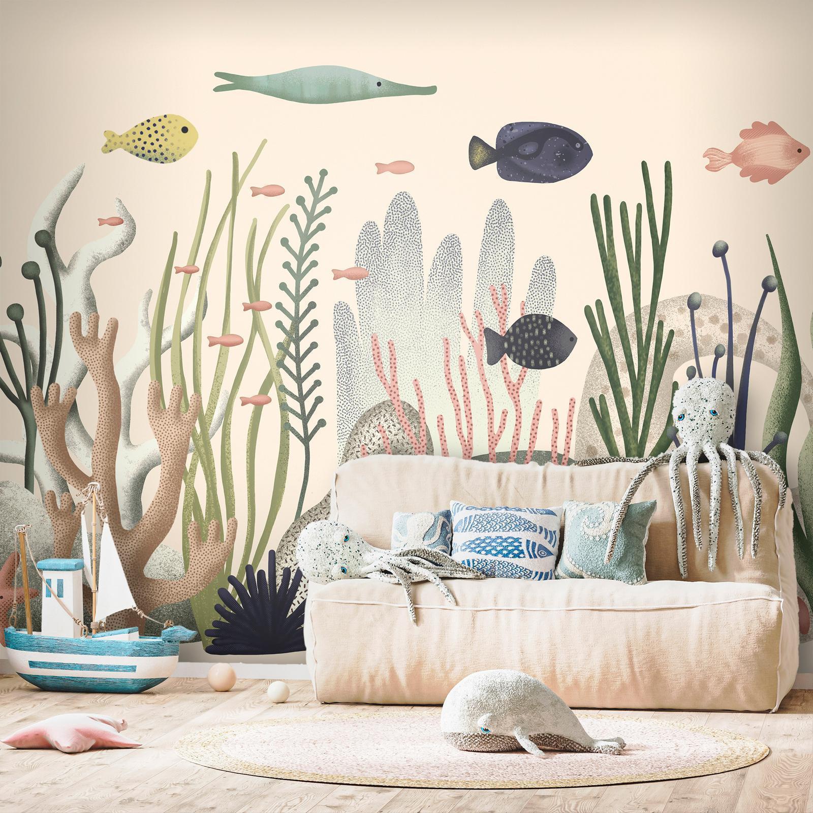 Poissons et plantes aquatiques pastel