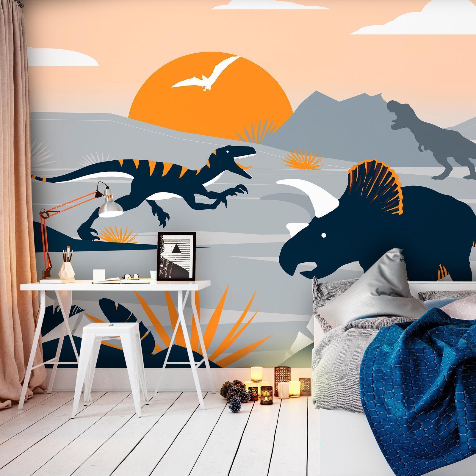 Papier peint chambre enfant dinosaures apaisant