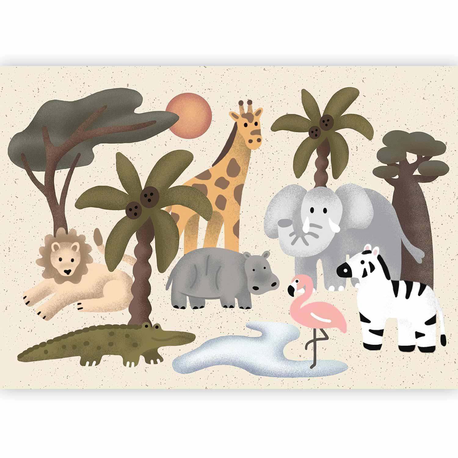 Papier peint chambre enfant animaux safari jungle