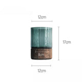 Vase en verre et bois massif
