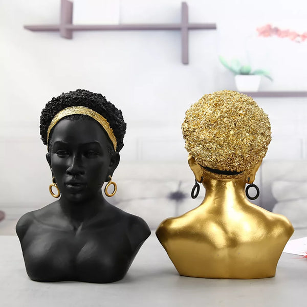 Statue visage femme noir
