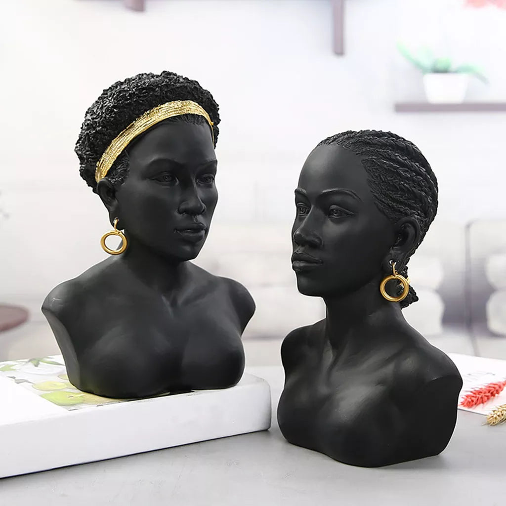 Statue visage femme noire