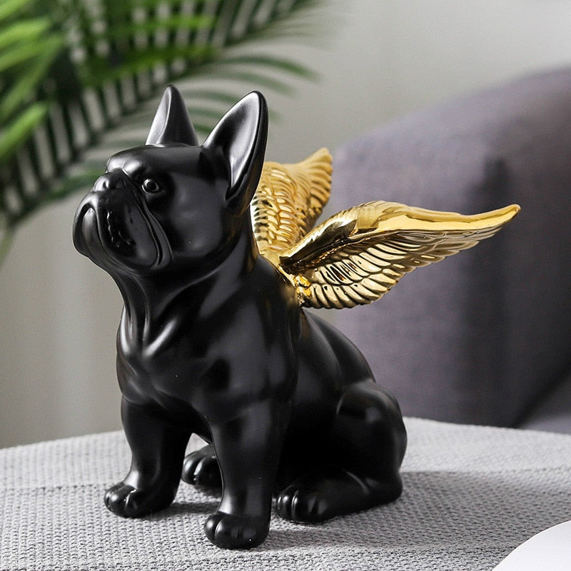 Statue chien avec des ailes