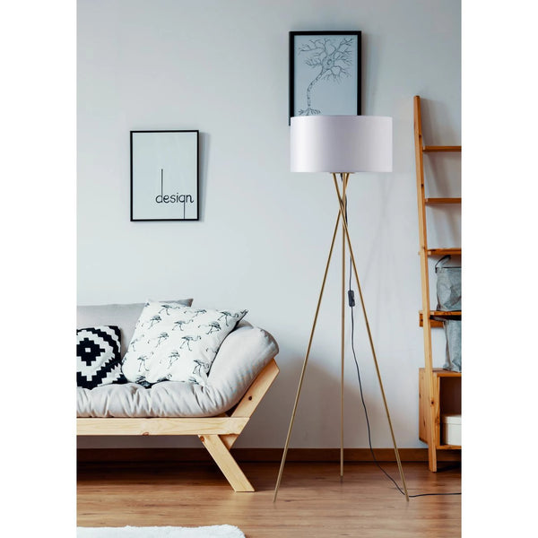 Lampadaire salon moderne blanche et doré