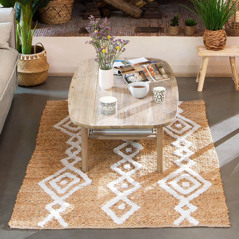 Tapis jute blanc