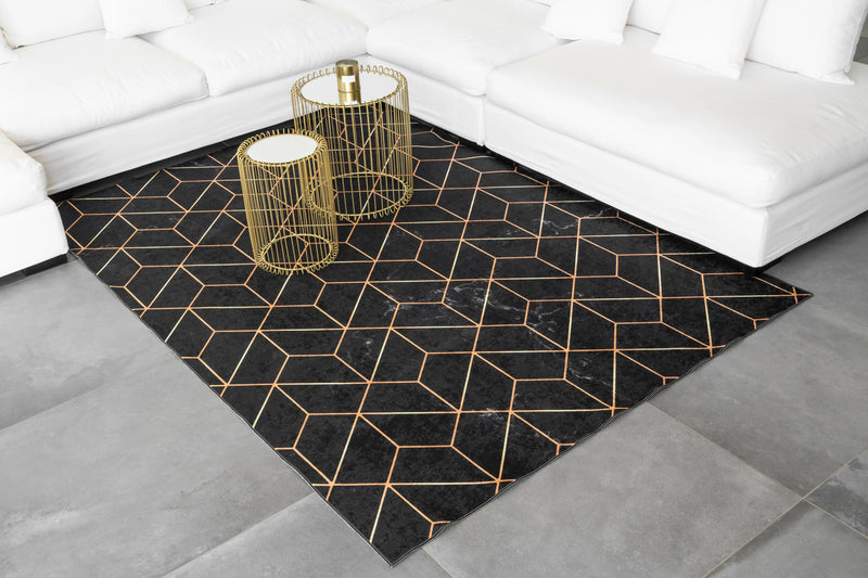 Tapis noir et or