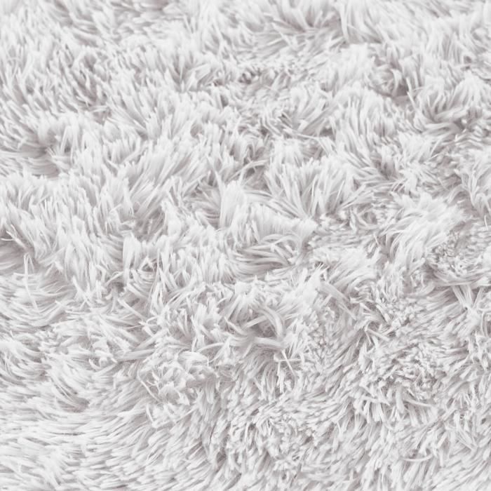 Tapis rond blanc shaggy poli long