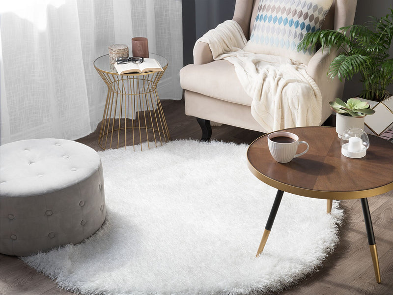 Tapis rond blanc shaggy