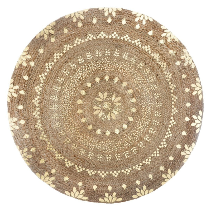 tapis rond jute et or