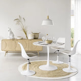 Tapis rond jute bord blanc