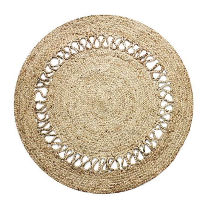 Tapis rond scandinave jute