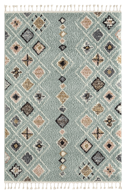 Tapis scandinave jaune bleu gris