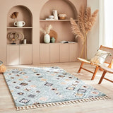 Tapis scandinave jaune bleu gris