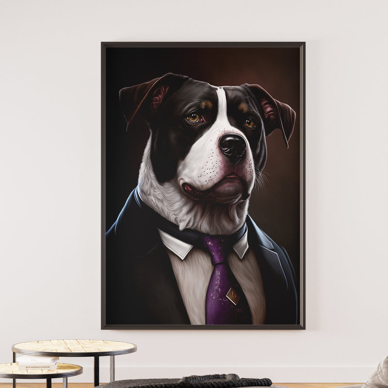 Tableau chien costume