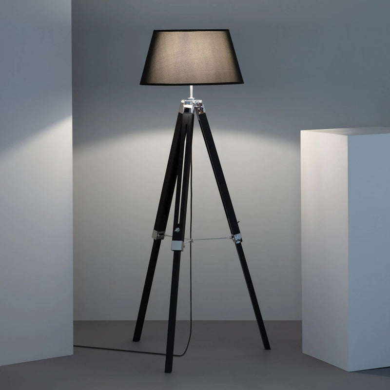 Lampadaire noir trépied