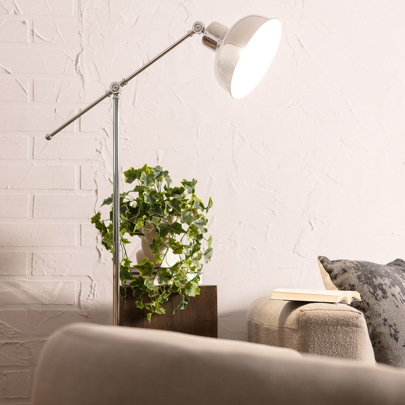 Lampadaire design industriel chrome