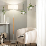 Lampadaire bois et blanc