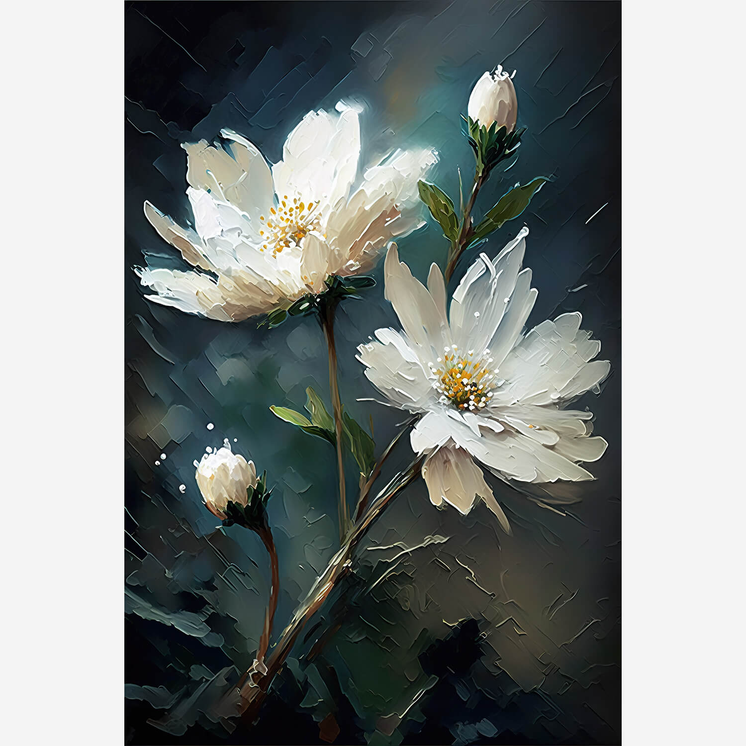poster fleurs blanches