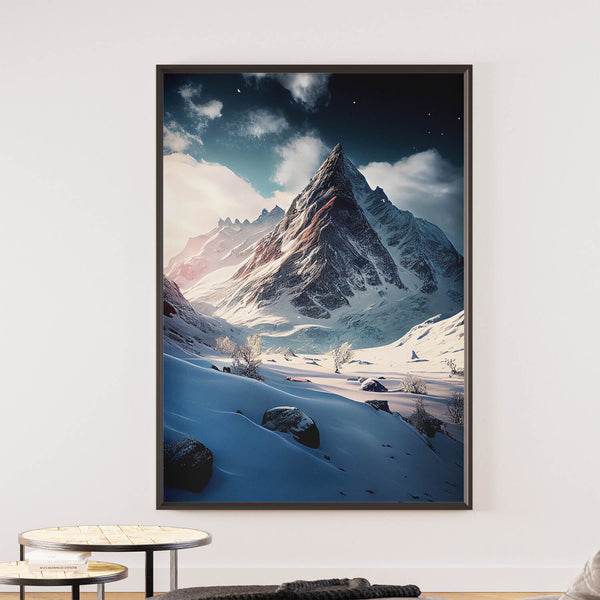 Tableau paysage montagne enneigé