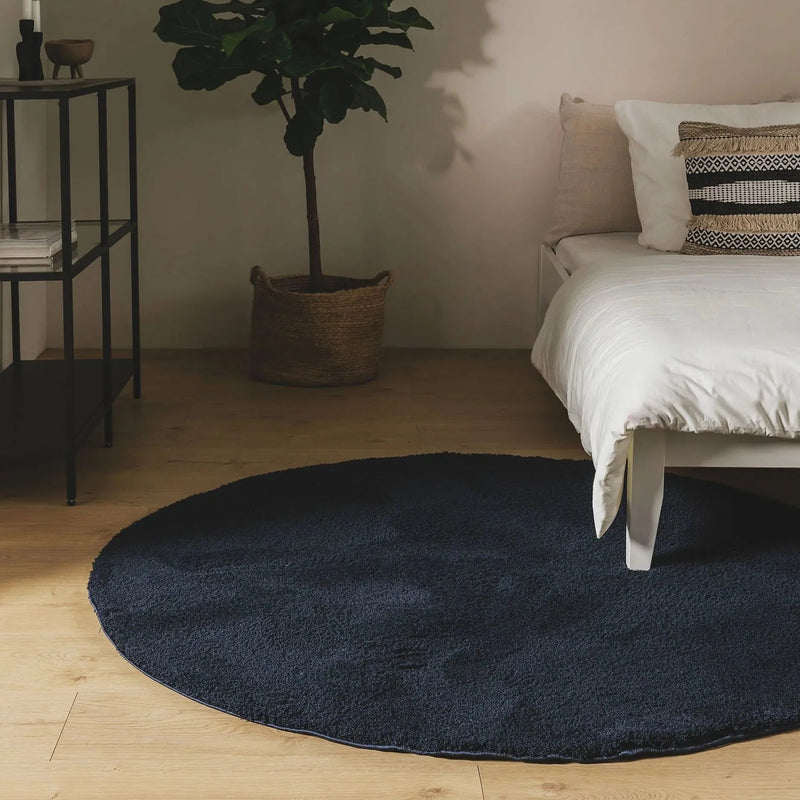 Tapis rond bleu marine